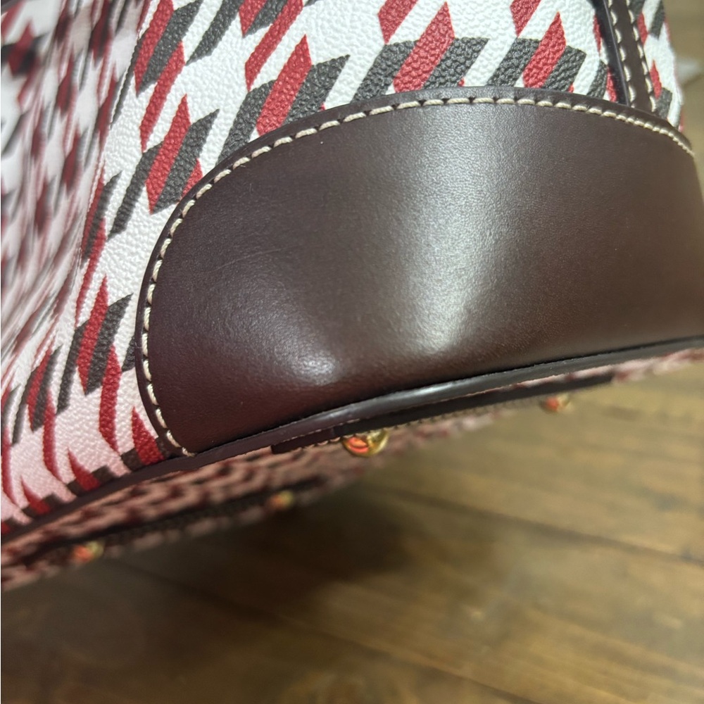 Dooney & Bourke Houndstooth Drawstring Crossbody Bucket Bag - Picture 9 of 14